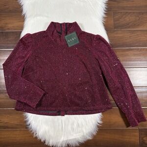 Buru Women's Size Medium Pink Sparkle Shimmer‎ Long Sleeve Mod Top